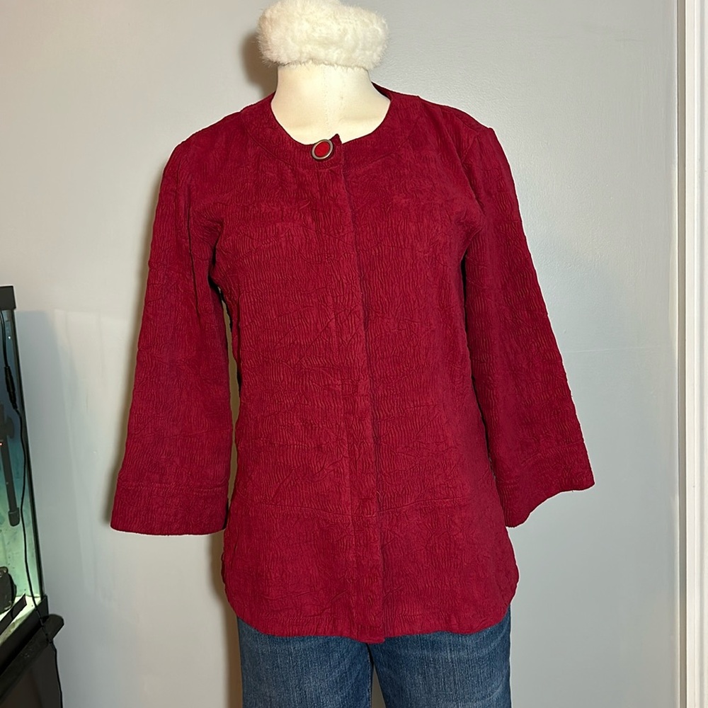 Coldwater Creek button jacket/blazer cranberry 10